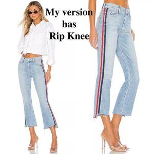 MOTHER SUPERIOR The Insider Crop Step Fray Jeans High Rise Raw Hem Light Wash 26